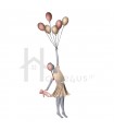 Dermitzakis Διακοσμητικό Τοίχου Χειροποίητο κορίτσι με μπαλόνια μεταλλικό χρυσό-ασημί-χαλκός 18x60εκ.